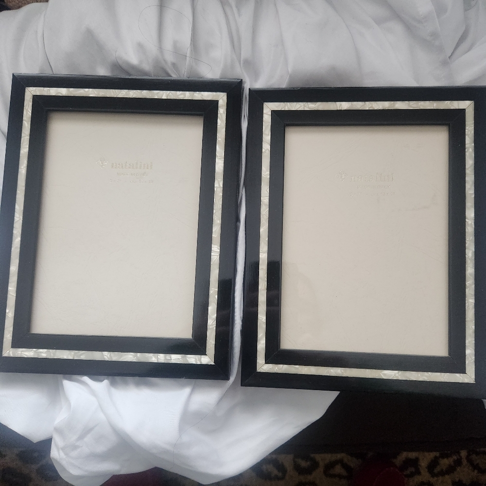 NWOT Pair Of 2 Natalini HandMade in Italy Black Marquetry Picture Frame 5x7